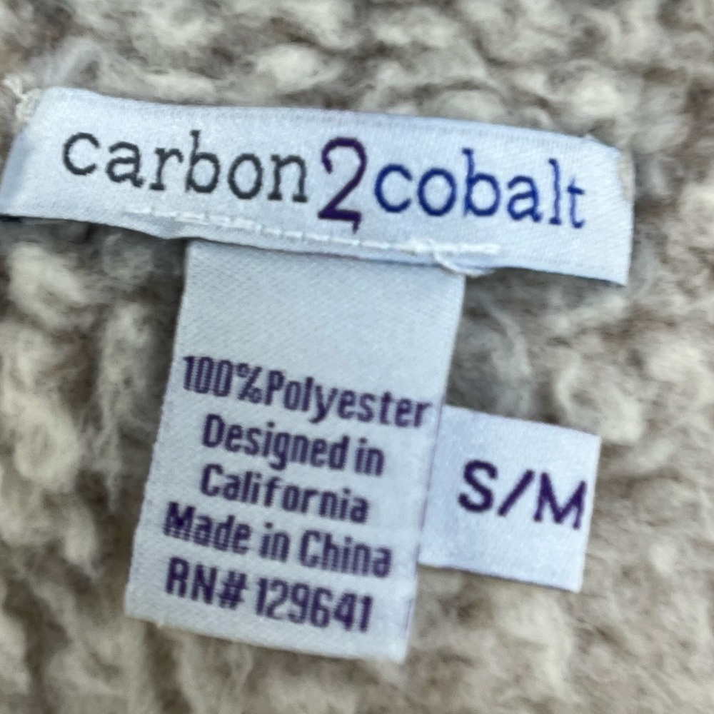 Carbon2Cobalt Women’s Sherpa Hoodie Jacket Beige Open Front Fleece Cardigan S/M - Picture 7 of 8